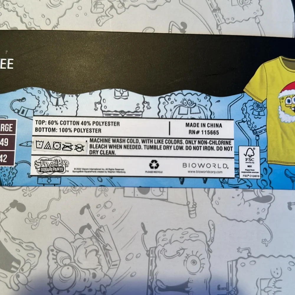 Men’s SpongeBob Christmas Sleepwear Pants And Shirt Set - Picture 5 of 8